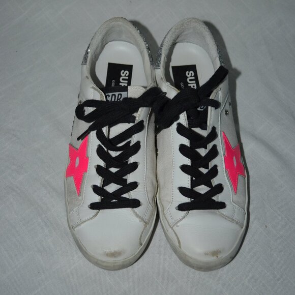 $625 Sz 36 6 Golden Goose Pink Star Superstar Glitter Heel Leather Snea… - Picture 3 of 10